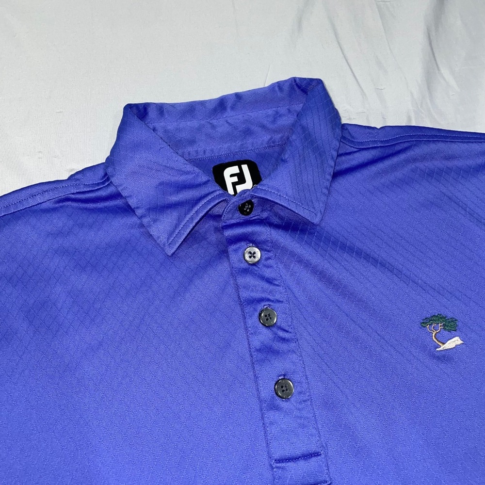 FootJoy Mens Large Royal Blue Diamond Jacquard ProDry Golf Polo Bonsai Tree Logo